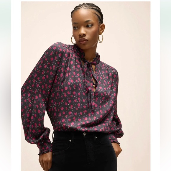 Veronica Beard Tops - Veronica Beard Louama Tie Neck Dark Floral Blouse size 2